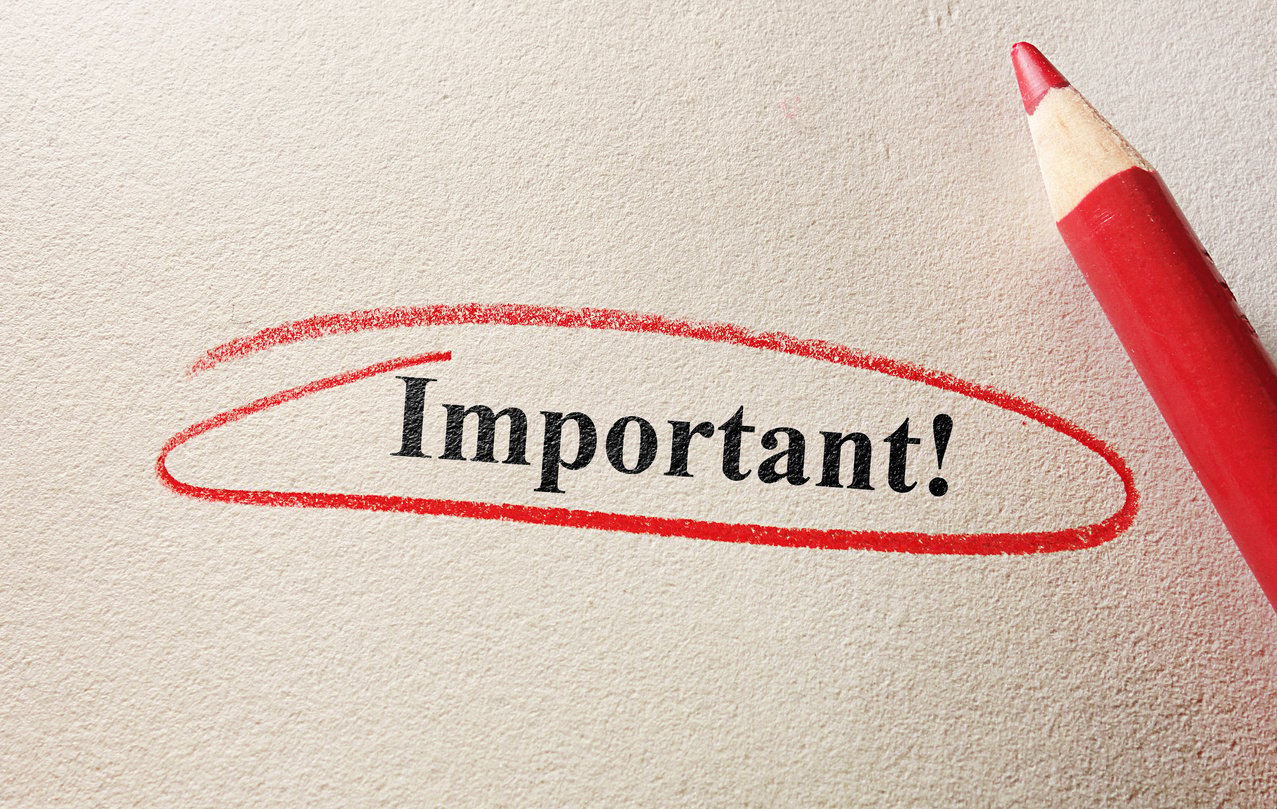 Word Important Encircled with Red Pencil 